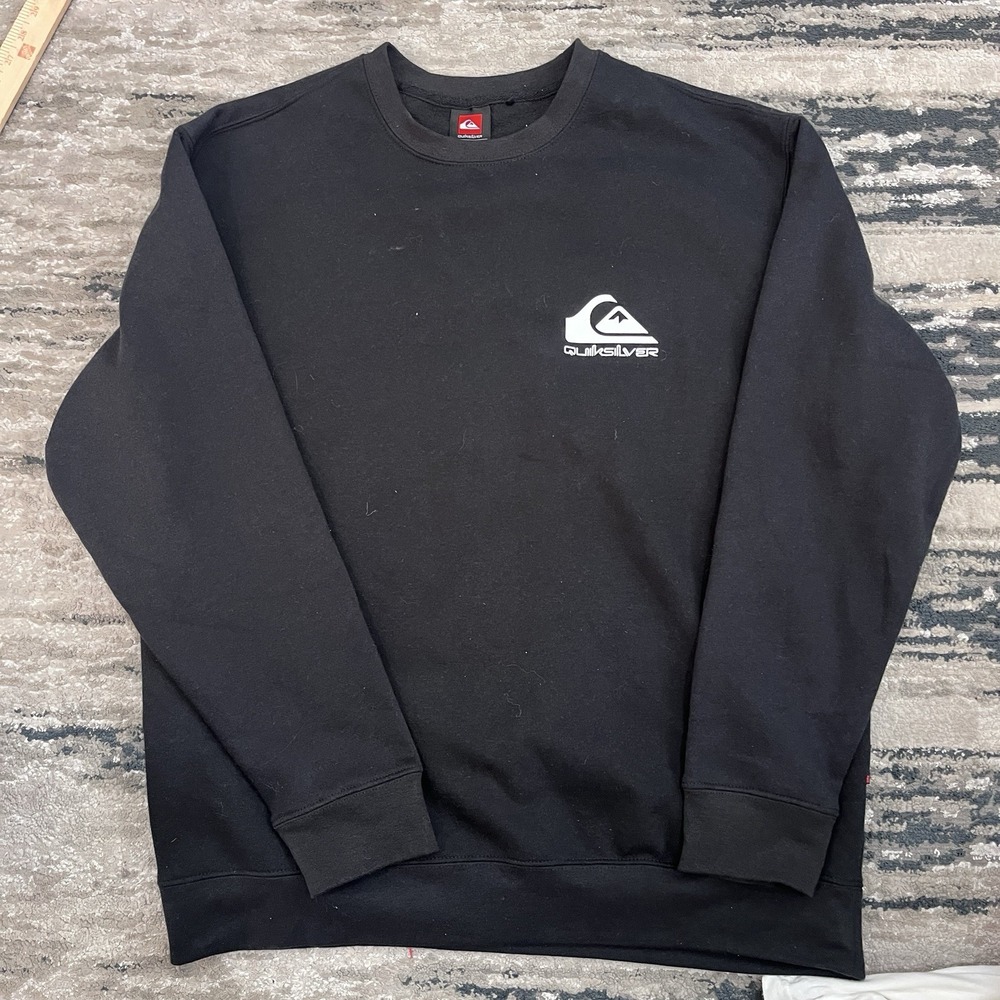 Quicksilver Black Crew Neck Size Large Men's Long Sleeve